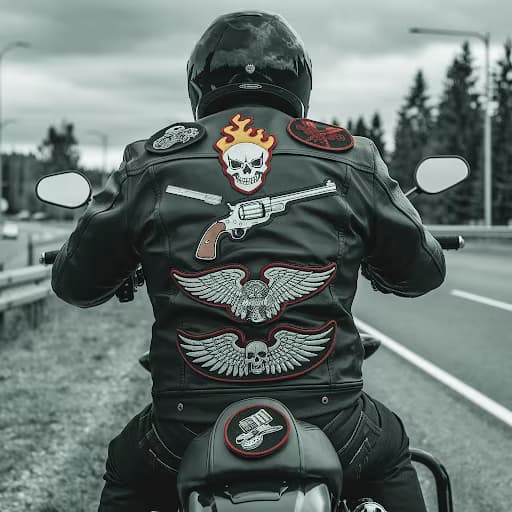 Patches on a leather jacket