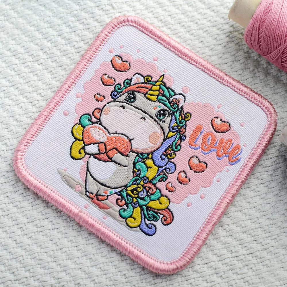 Pink embroidered patch